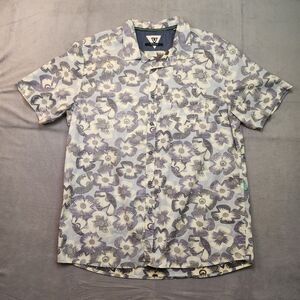 Vissla Hawaiian Shirt Men's XL Blue Floral Beach Short Sleeve Button Up